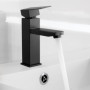 Mitigeur Lavabo Noir QWORK en Acier Inoxydable pour Cuisine et Salle de Bain
