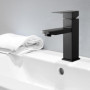 Mitigeur Lavabo Noir QWORK en Acier Inoxydable pour Cuisine et Salle de Bain