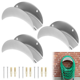 Support de Tuyau Mural QWORK en Fer - Lot de 3 pour Tuyaux de Jardin