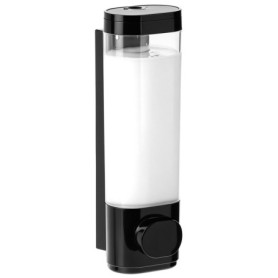 Distributeur de Savon Mural 300ml QWORK - Noir Transparent pour Salle de Bain et Cuisine