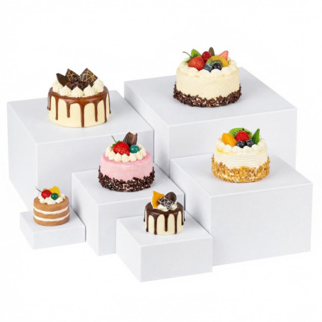 Lot de 6 Boîtes de Présentation en Acrylique QWORK - Supports Alimentaires Blancs pour Événements