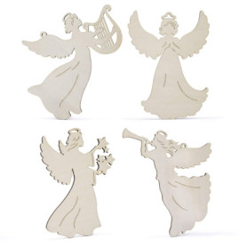 Lot de 16 Découpes en Bois d'Anges pour Décoration de Noël