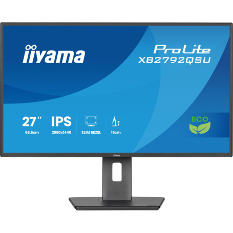 Écran iiyama XUB2792QSU-B1 27" IPS 2560x1440 120Hz avec Connectivité HDMI et DisplayPort