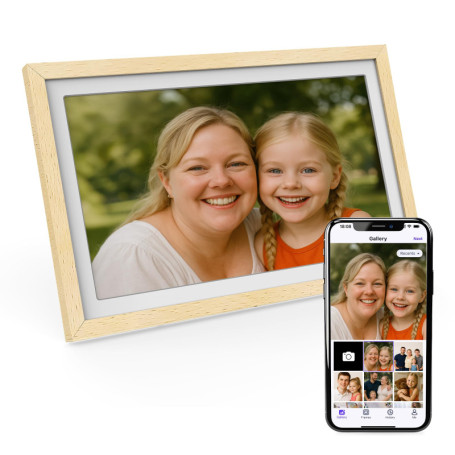 Cadre Photo Numérique WiFi Xoro 15" Full HD - 32 Go en Bois de Hêtre