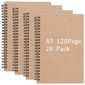 Carnet de Croquis A5 ZEONHEI - Lot de 20 Carnets à Dessin avec Couverture Kraft