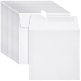 Enveloppes Carrées Blanches - Lot de 50, 14 x 14 cm avec Fermeture Auto-Adhésive