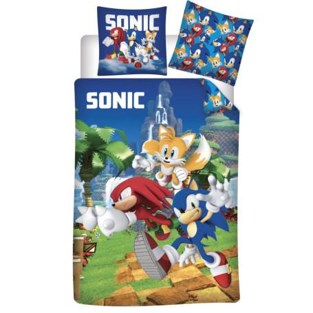 Parure de Lit Sonic The Hedgehog - Housse de Couette 140x200 cm et Taie 65x65 cm