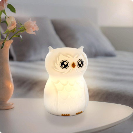 Veilleuse Hibou en Silicone Rechargeable pour Enfants - Lumière Douce et Colorée