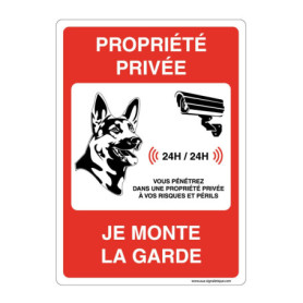 Panneau de Signalisation Propriété Privée - Chien en Garde - 150x210 mm