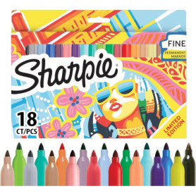 Sharpie Lot de 18 Marqueurs Permanents Couleurs Assorties à Pointe Fine