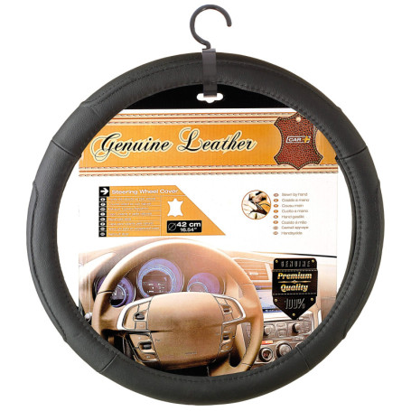 Couvre Volant en Cuir Noir pour Camionnette - 42 cm