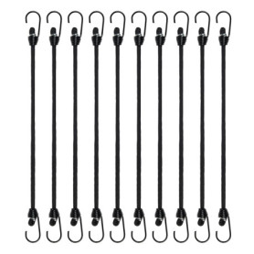 Lot de 10 Tendeurs Élastiques à Crochets Gecosac - 24 cm, Noir