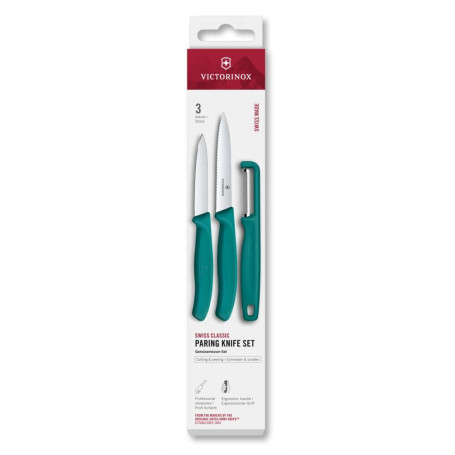 Set de Couteaux à Légumes Victorinox Swiss Classic avec Éplucheur - 3 Pièces Vert