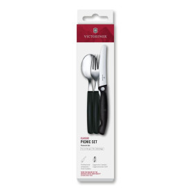 Set de Couverts Victorinox Classic - 3 pièces en Acier Inoxydable Noir