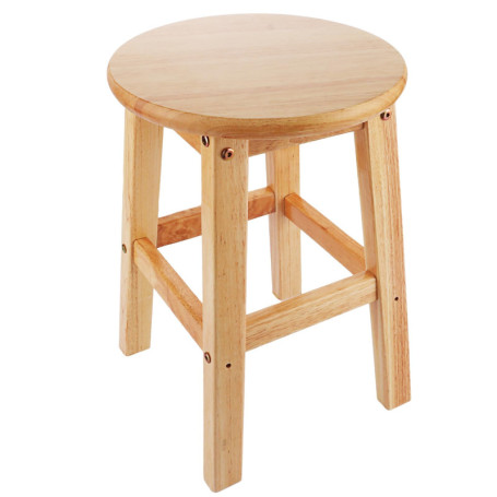 Tabouret Rond en Bois Massif ASelected - 45 cm pour Salon et Chambre