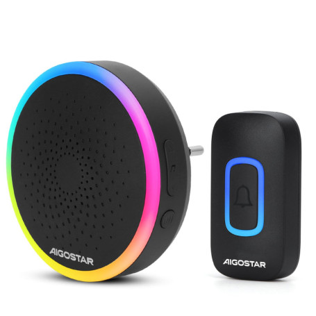 Sonnette sans Fil Aigostar Étanche avec Lumière RVB et 60 Mélodies