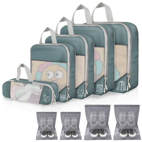 Set d'Organisateurs de Valise 9 Pièces - Sacs de Compression et Compartiments pour Voyage