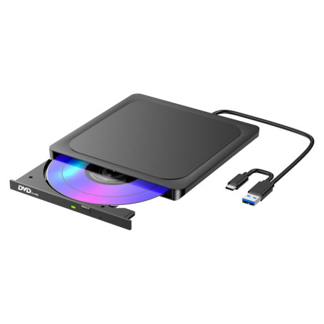 Lecteur DVD Externe Ultra Mince USB 3.0 en Métal Brossé pour Mac et PC
