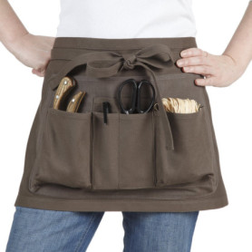 Tablier de Jardinage Chocolat avec 7 Poches en Coton