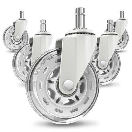 Roulette de Chaise de Bureau COSYLAND - 5 Pièces Transparentes pour Parquet et Tapis