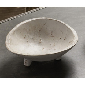 Bol en Terracotta Blanc Décapé avec Pieds - 23 cm