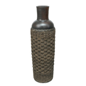 Vase en Terracotta et Rattan Multicolore