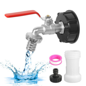 Robinet d'Écoulement IBC 1000 L avec Capuchon Adaptateur