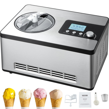 VEVOR Sorbetière Automatique 2L - Machine à Glace Électrique avec Écran LCD