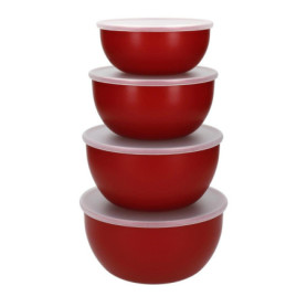 Set de 4 Saladiers en Plastique Rouge avec Couvercles KitchenAid