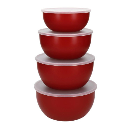 Set de 4 Saladiers en Plastique Rouge avec Couvercles KitchenAid