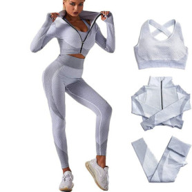 Ensemble de Sport Femme Veriliss - 3 Pièces en Gris pour Entraînement et Yoga