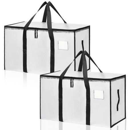Lot de 2 Sacs de Rangement Pliables 90L - Déménagement Transparent avec Poignées