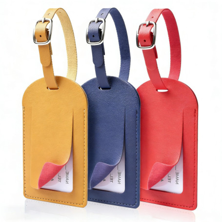 AiQInu - 3 Étiquettes de Bagage en Cuir PU pour Voyage