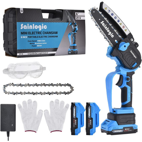 Tronçonneuse Électrique Sainlogic 6 Pouces sans Fil - Idéale pour le Jardinage