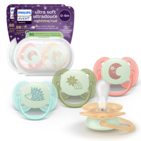 Sucettes Ultra-Soft Philips Avent pour Bébé - Pack de 4 Phosphorescentes