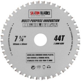 Lame de Scie Circulaire Saxton TCT 185 mm - Polyvalente pour Bois et Métal