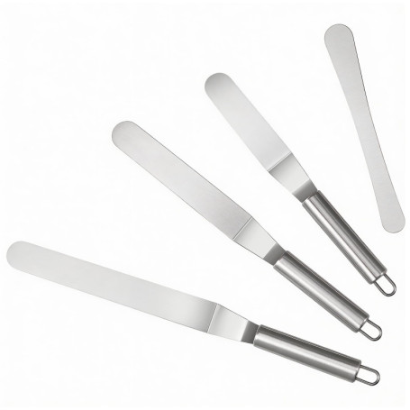 Set de 4 Spatules Coudées en Acier Inoxydable pour Pâtisserie - Ustensiles Professionnels