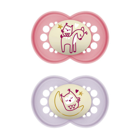 Tétines MAM Original Night phosphorescentes - Lot de 2 pour bébés de 16 à 36 mois