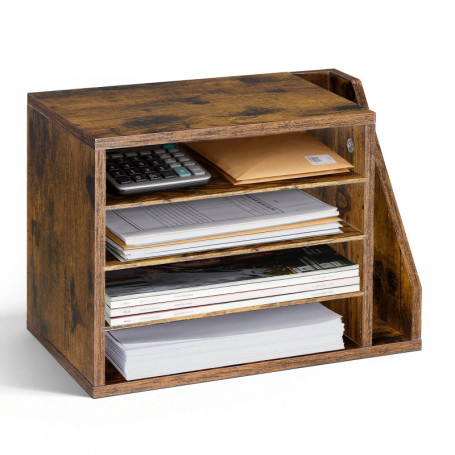 Trieur de Bureau en Bois VEVOR avec Étagères Amovibles - Organisateur de Documents et Magazines