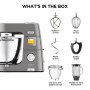 Kenwood Titanium Chef Patissier XL KWL90.034SI, Robot Patissier Balance Intégrée, Batteur K, Pétrin, Fouet, Batteur Souple, Deux