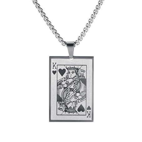 Liitata Pik Carte de Jeu Pendentif Collier Acier Inoxydable Cartes de Poker Pendentif Chaîne Rock Punk Hip Hop Colliers pour Hom