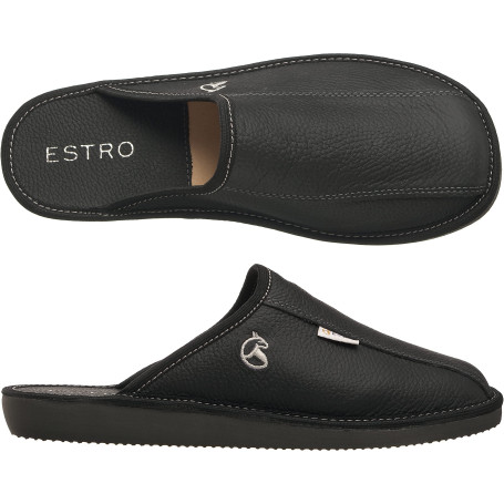 ESTRO Chaussons Homme Pantoufles Hommes - Mules Hommes Cuir Laine Pantoufles Homme Cuir Semelle Inoubliable RUST
