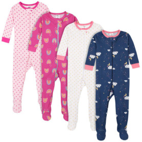 Lot de 4 Pyjamas Fille Gerber - Motif Arc-en-Ciel Rose