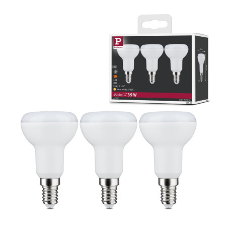 Pack de 3 Ampoules LED R50 E14 5,5W Opale - Éclairage Blanc Chaud