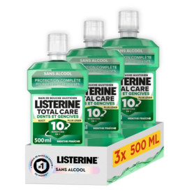 Listerine Bain de Bouche Protection Dents et Gencives 0% Alcool - Lot de 3 x 500 ml