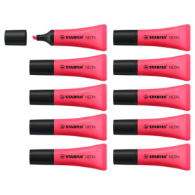 Lot de 10 Surligneurs Fluo STABILO NEON - Couleur Rose