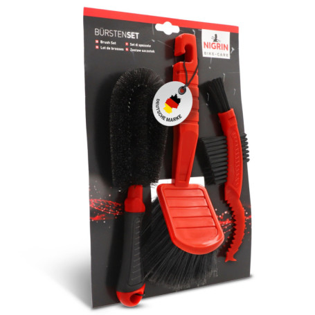 Kit de 3 brosses de nettoyage pour vélo Nigrin - Idéal pour jantes et cadres