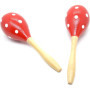Maracas Espagnoles Rouge à Pois - Paire d'Agitateurs de Rumba
