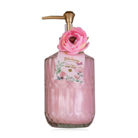 Distributeur de Savon Accentra Blossom en Verre - Rechargeable 380 ML Parfum Rose Safran
