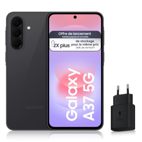 Samsung Galaxy A37 5G - Smartphone Android 256 Go avec Chargeur Rapide 25W - Graphite